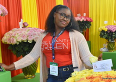 Olive Kathambi from Everest Enterprises Limited. Their farm is located on mount Kenya and grows over 16 different roses.